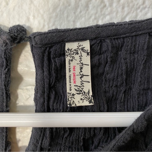 Free People Big Sleeve Body Suit Black Textured Polka Dot Women’s Small Like New - Picture 4 of 9